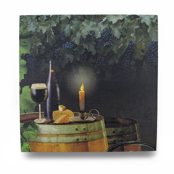 Wine By Candle Light Lighted LED Canvas Wall Hanging - Picture 1 of 3